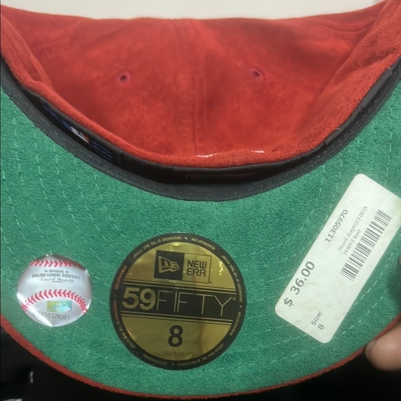 New Era Red Cap with White Logo (Suede) - Picture 4 of 5